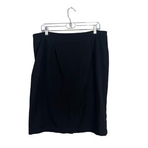 Eileen Fisher Womens Black Pencil Skirt Size XL Viscose‎ Blend Stretch Vented